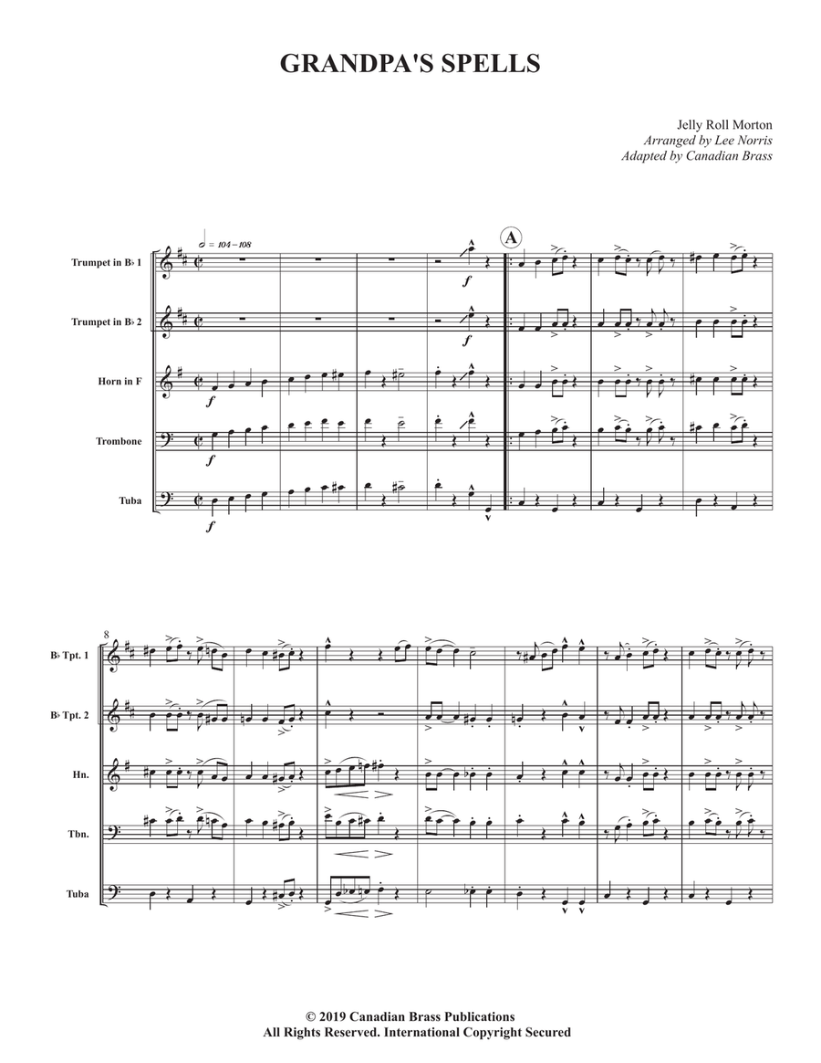 Grandpa's Spells - Full Score Brass Quintet scores gallery preview page 1