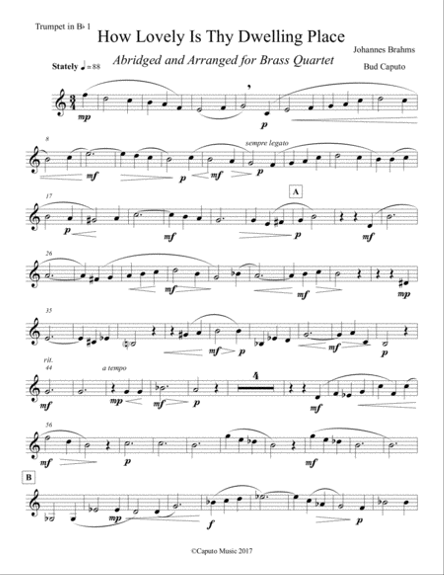 How Lovely Is Thy Dwelling Place- Abridged and Arranged for Brass Quartet Brass Quartet scores gallery preview page 6