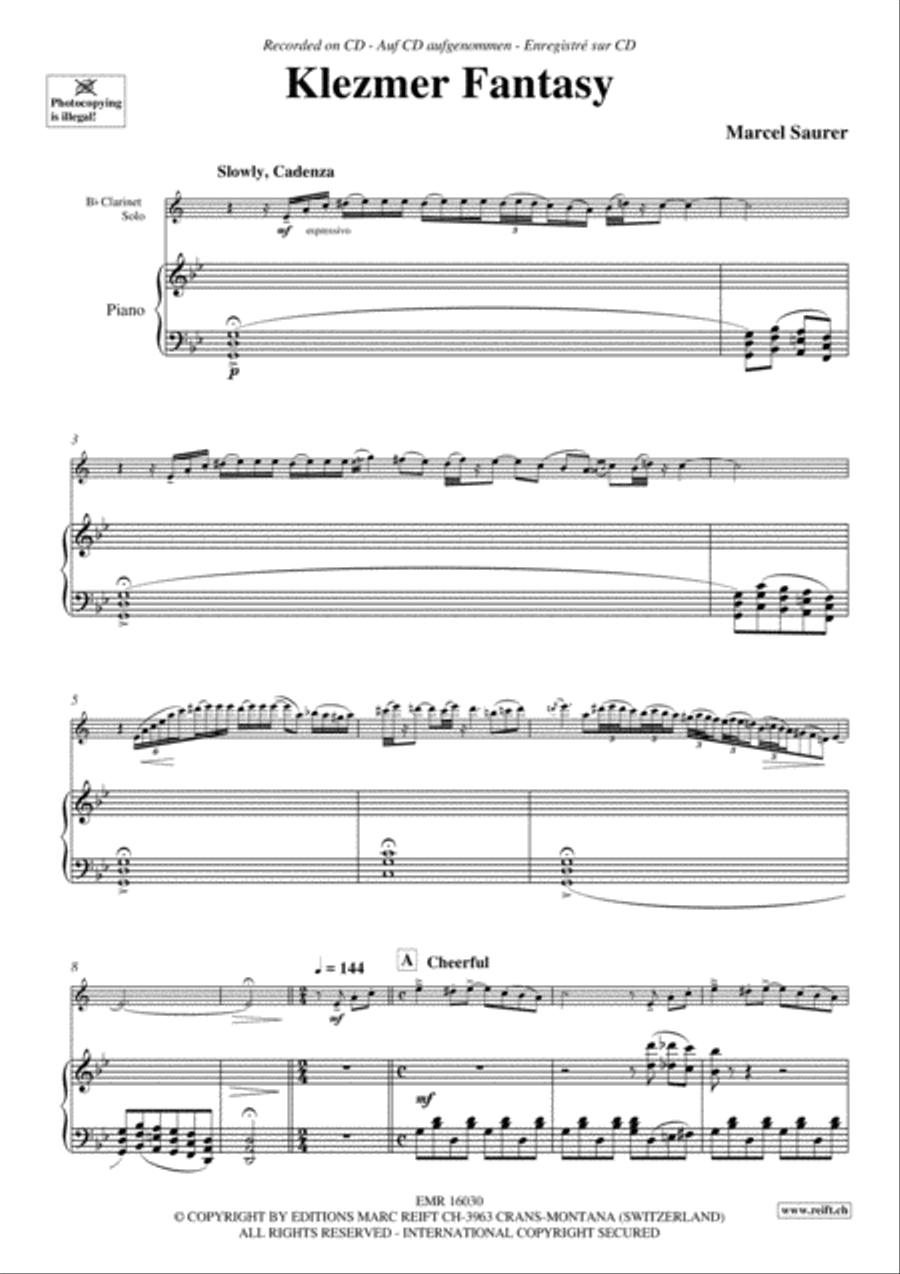 Klezmer Fantasy Clarinet Solo scores gallery preview page 4