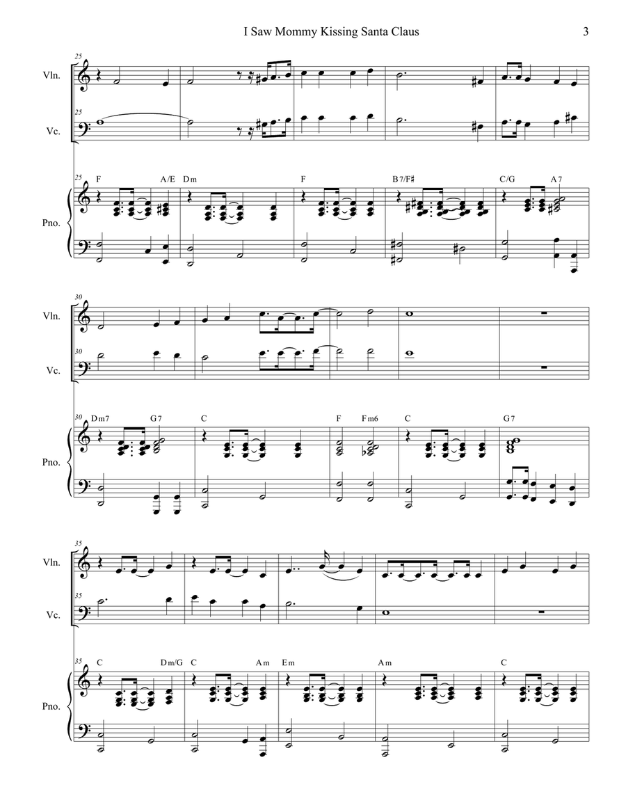 I Saw Mommy Kissing Santa Claus Piano Trio scores gallery preview page 3