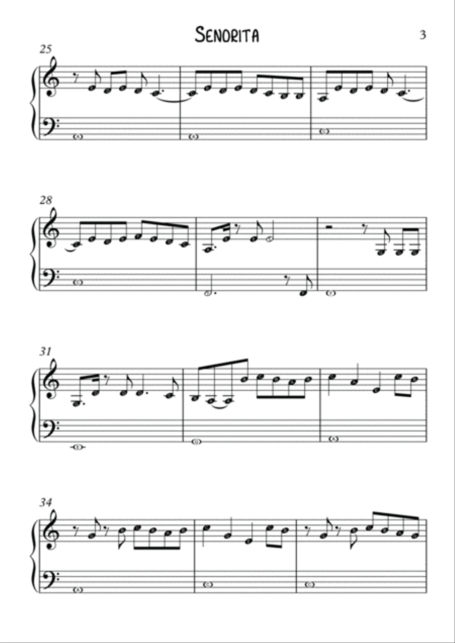 Senorita Easy Piano scores gallery preview page 3
