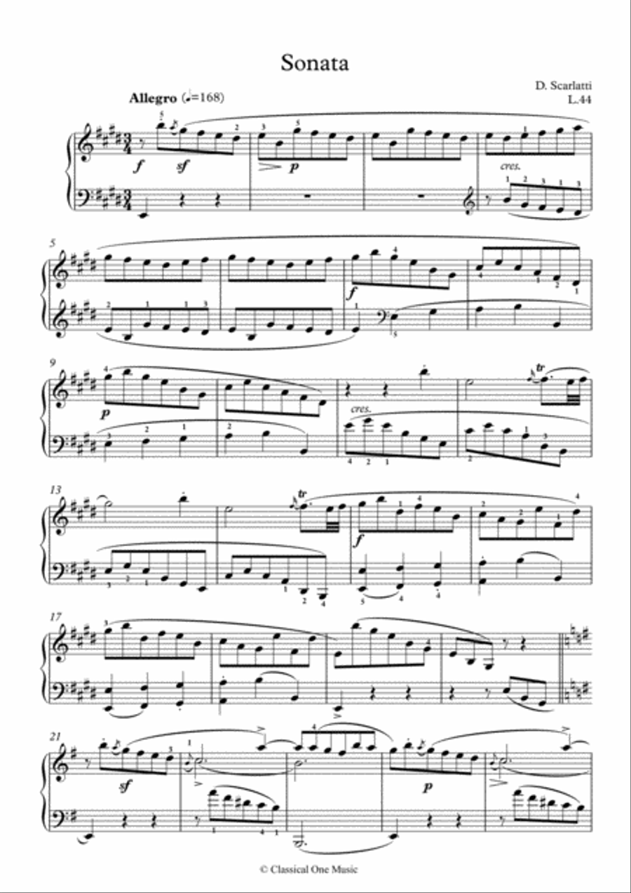 Scarlatti-Sonata in E-Major L.44 K.530(piano) Piano Solo scores gallery preview page 2