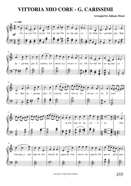 VITTORIA MIO CORE (PIANO REDUCTION WITH LYRICS) - G. CARISSIMI image number null