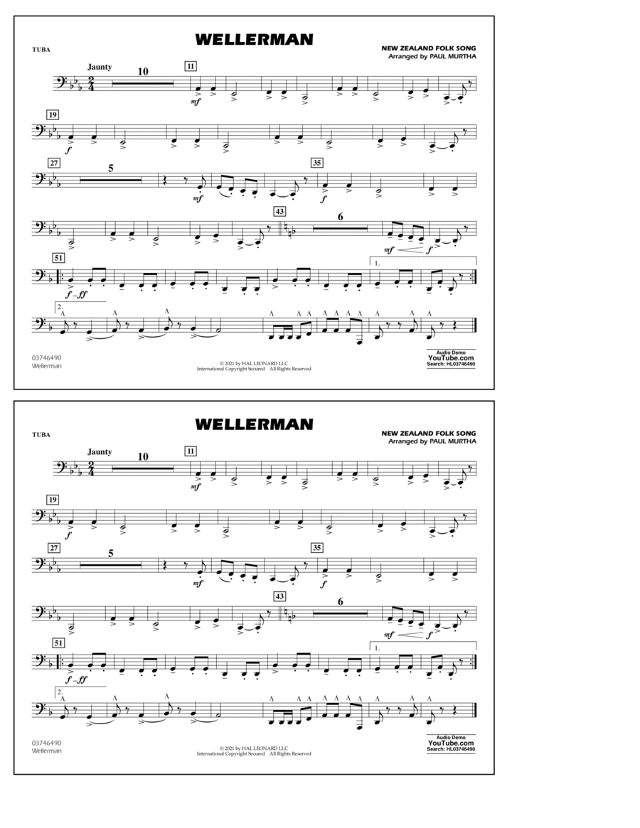 Wellerman (arr. Paul Murtha) - Tuba