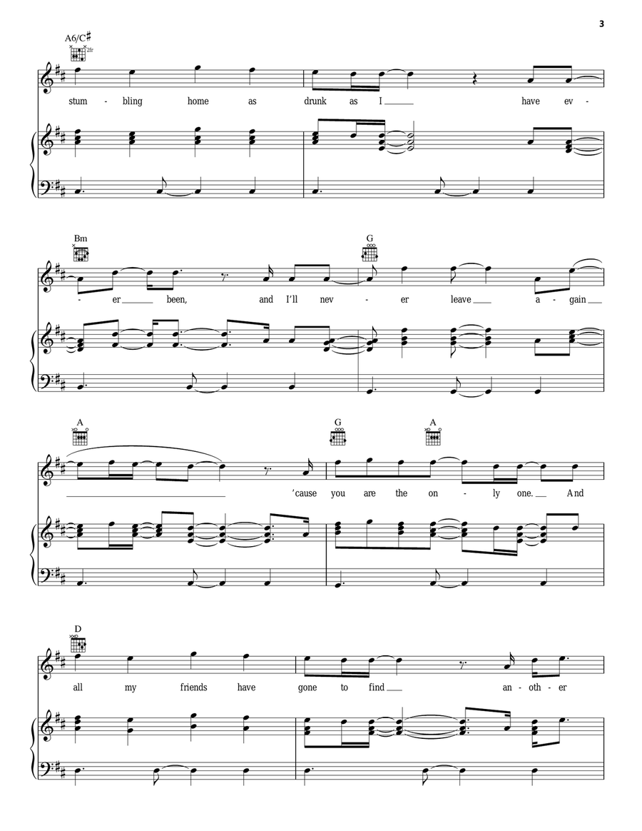 One Piano, Vocal, Guitar scores gallery preview page 3