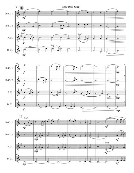 Sky Boat Song (clarinet quartet arrangement) image number null