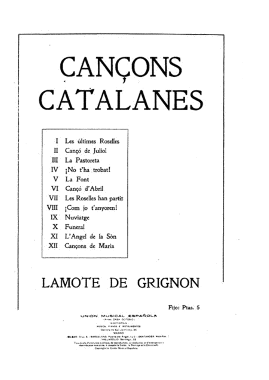 Cançons Catalanes Voice Solo scores gallery preview page 1