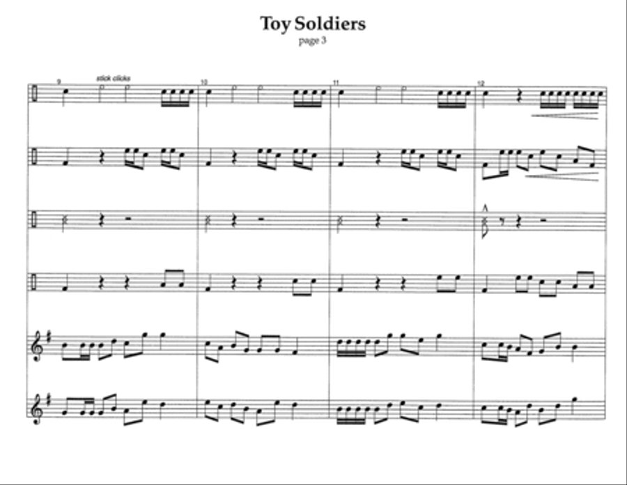 Toy Soldiers w/Tutor Tracks Percussion Ensemble scores gallery preview page 5