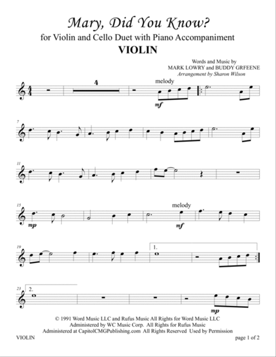 Mary, Did You Know? Piano Trio scores gallery preview page 3