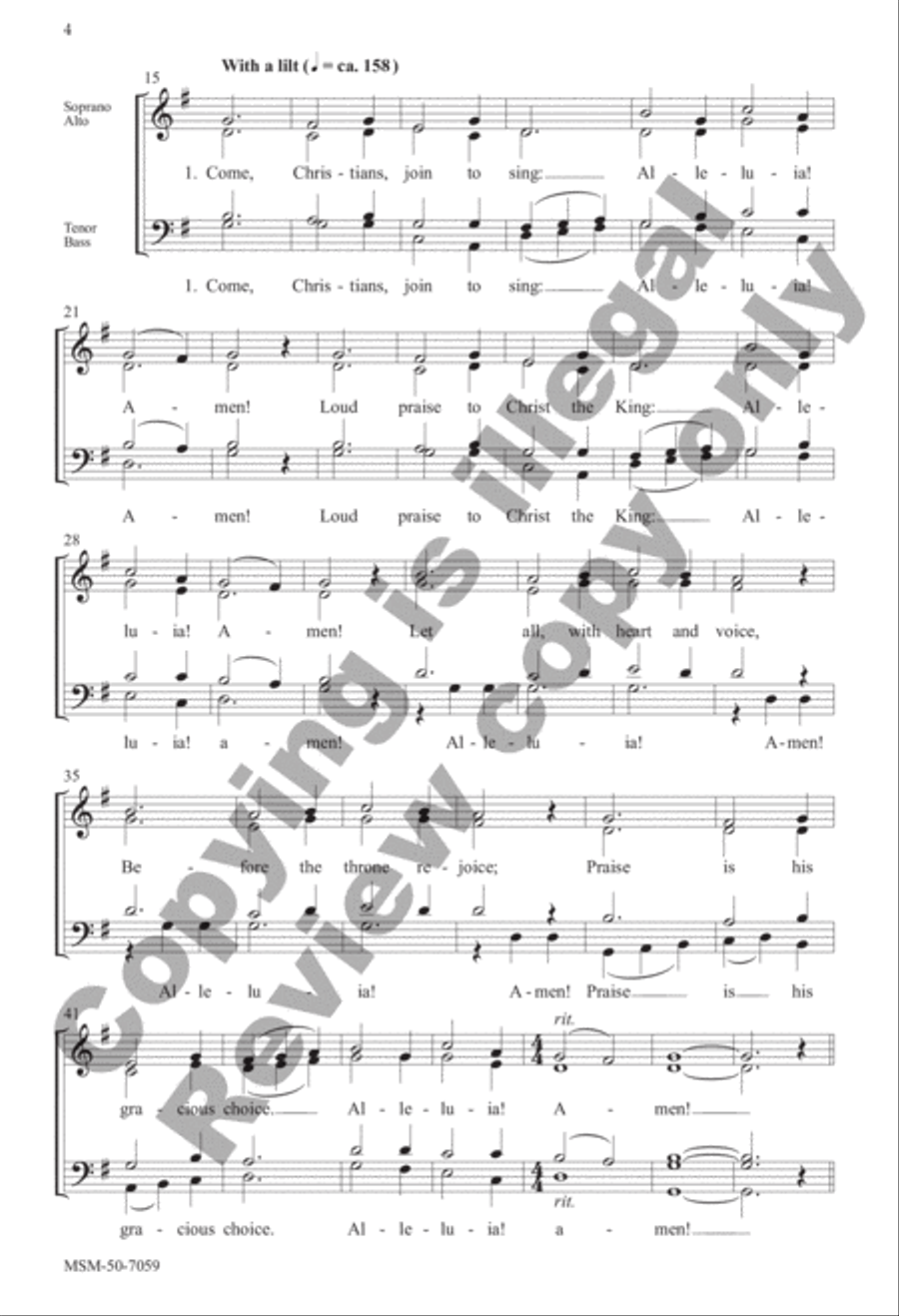 Come, Christians, Join to Sing 4-Part scores gallery preview page 4