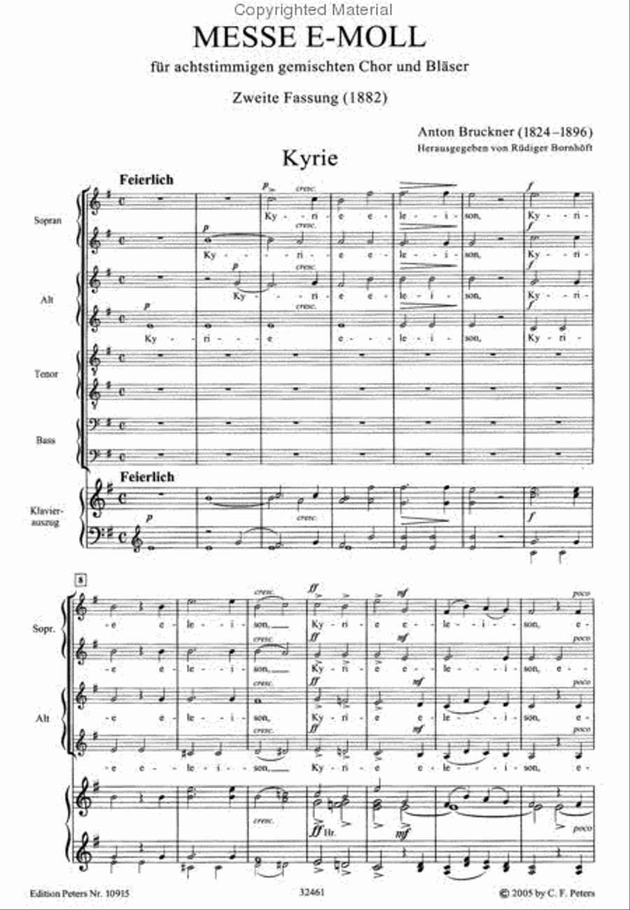 Mass in E minor WAB 27 (2nd Version, 1882) (Vocal Score)