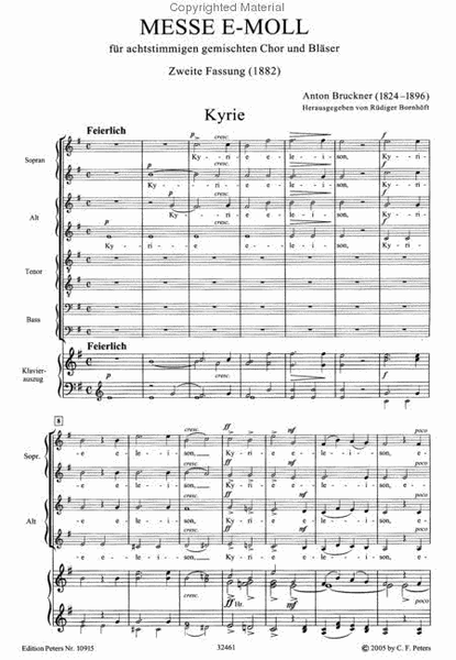 Mass in E minor WAB 27 (2nd Version, 1882) (Vocal Score)
