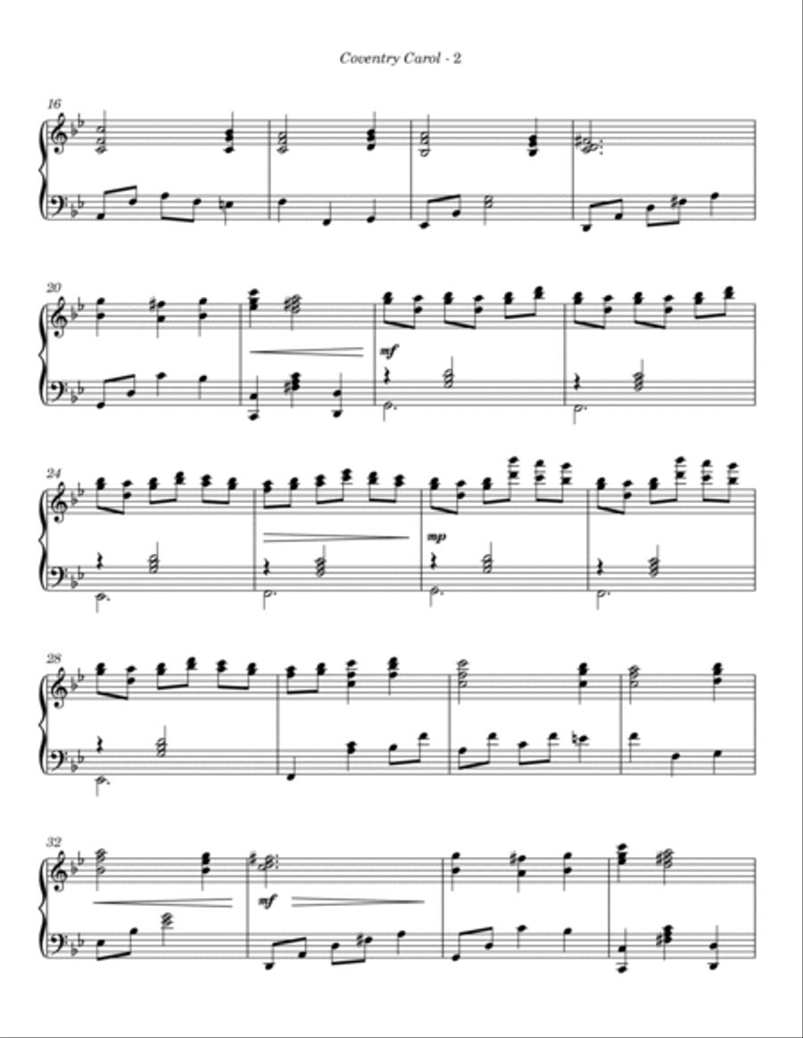 Coventry Carol Coventry Carol Piano Solo scores gallery preview page 3