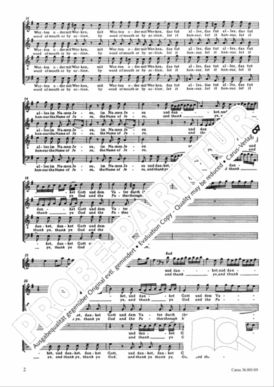 Whatsoe'er ye do, by word of mouth or by action in G Major, BuxWV 4 4-Part scores gallery preview page 3