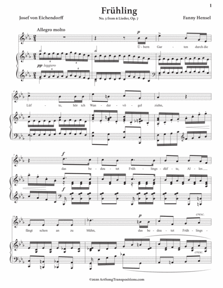 HENSEL: Frühling, Op. 7 no. 3 (transposed to E-flat major)