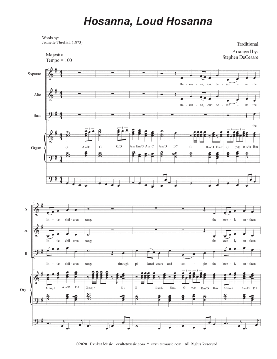 Hosanna, Loud Hosanna (Vocal Trio (SAB) - Organ accompaniment) image number null