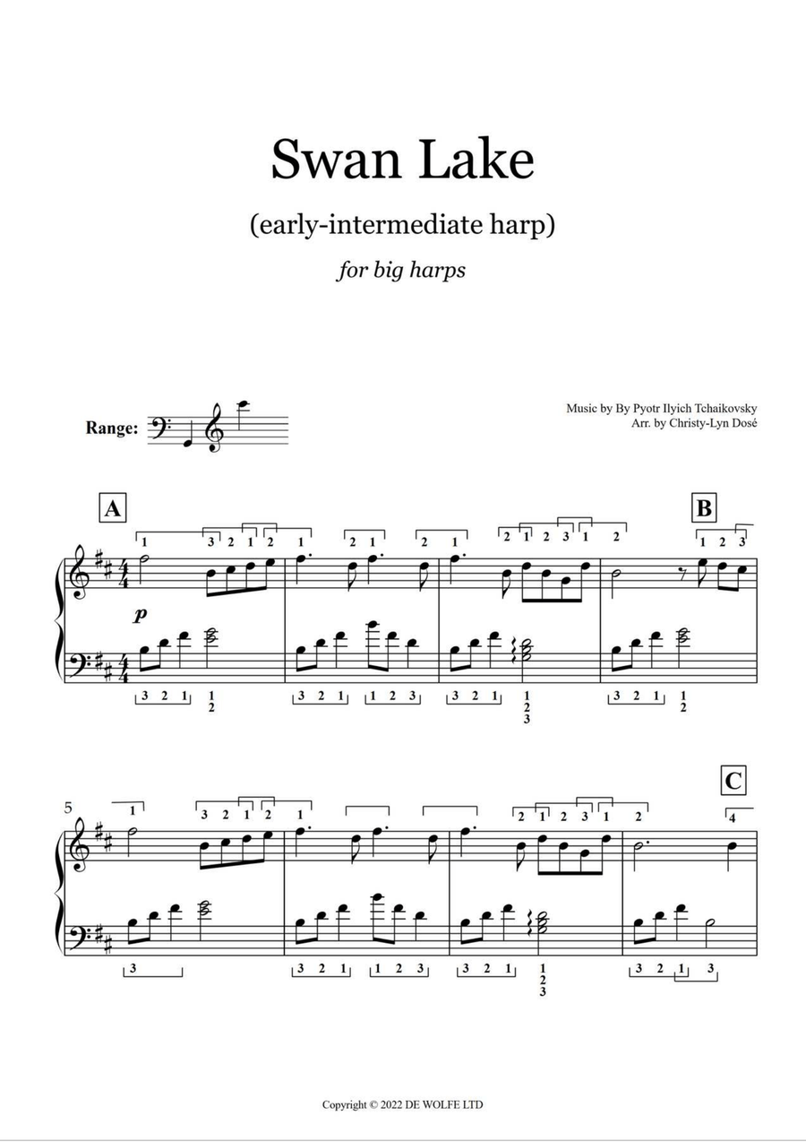 Swan Lake - Early-Intermediate for Big and Small Harps Harp scores gallery preview page 2