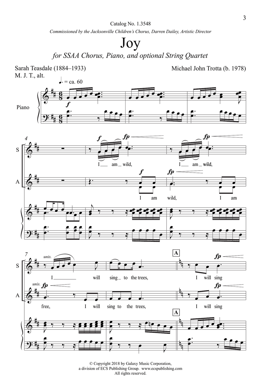 Joy from I Will Sing to the Stars SSAA scores gallery preview page 2