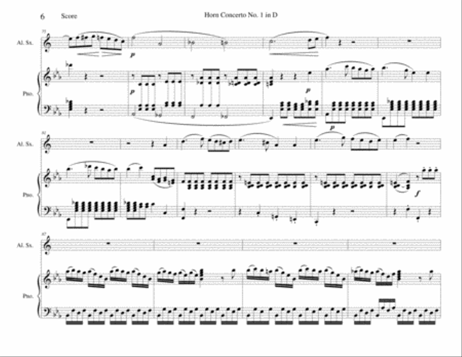 Horn Concerto No. 1 in D - K 412 Alto Saxophone scores gallery preview page 6