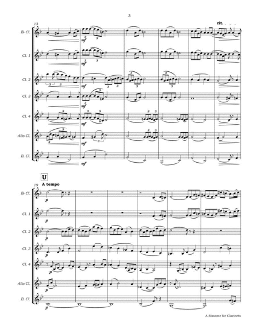 A Sixsome for Clarinets Op30 No3 for Clarinet Choir Clarinet Choir scores gallery preview page 6