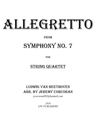 Allegretto from Symphony No. 7 for String Quartet