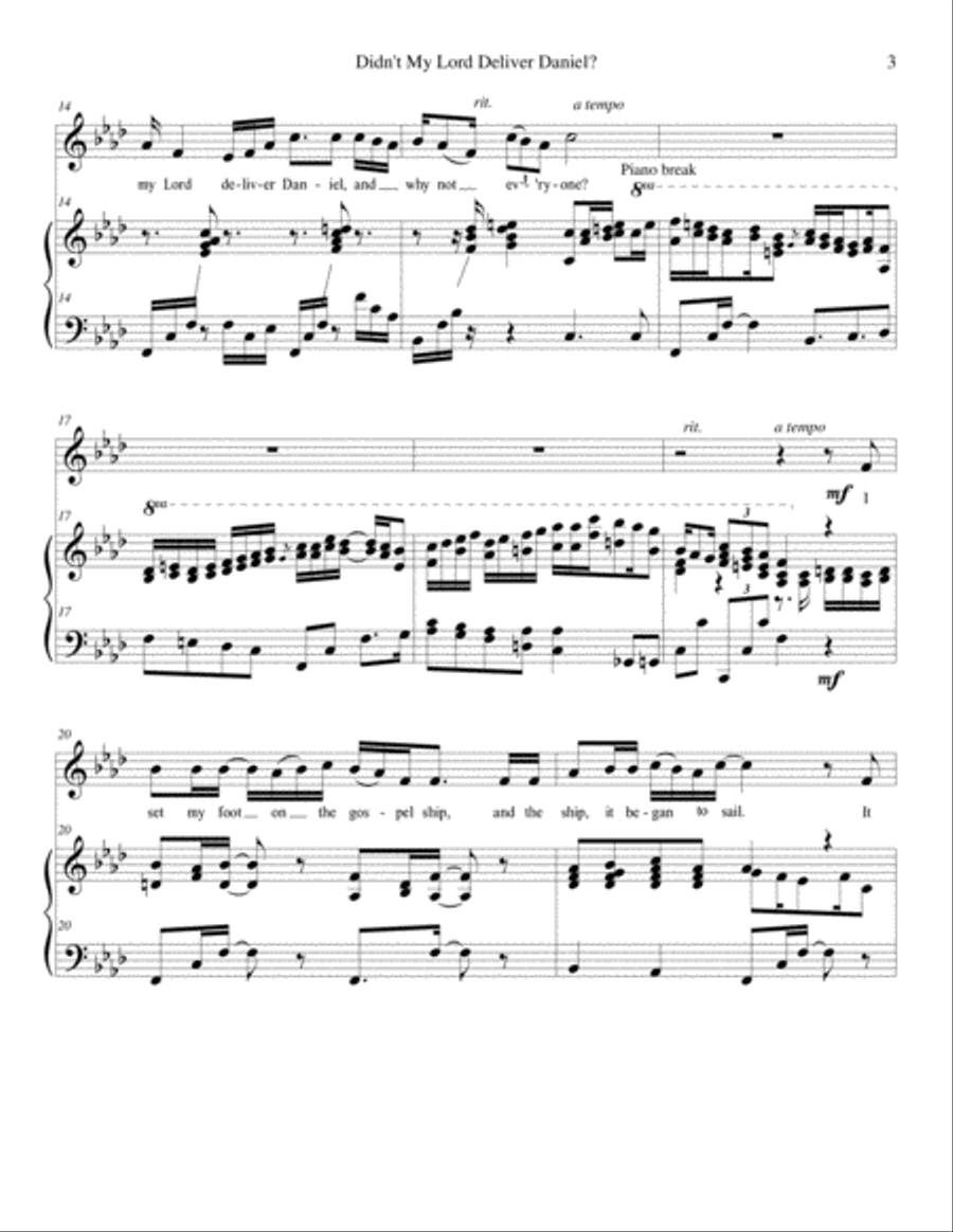 Didn't My Lord Deliver Daniel - medium-voice edition Medium Voice scores gallery preview page 3
