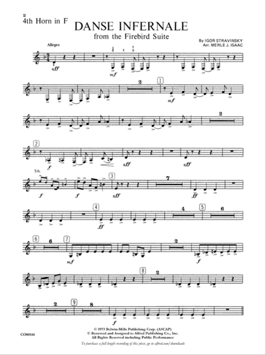 Danse Infernale: 4th F Horn Full Orchestra scores gallery preview page 1