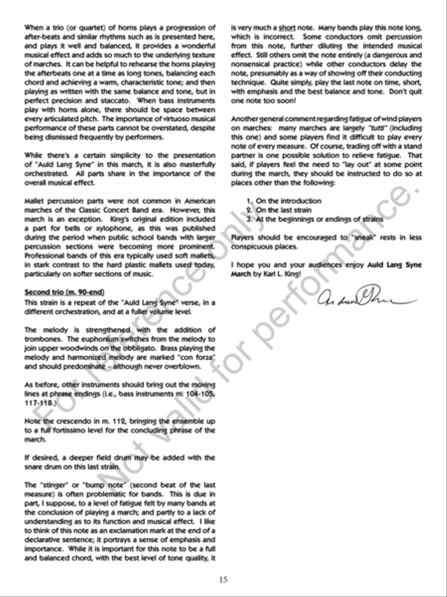 Auld Lang Syne Concert Band scores gallery preview page 16