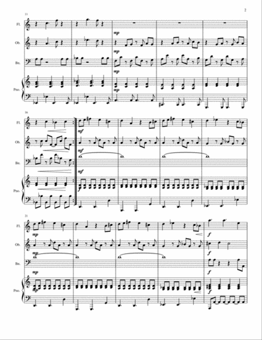 Rockstone - Piano Quartet for Bassoon, Oboe, Flute, and Piano Small Ensemble scores gallery preview page 2