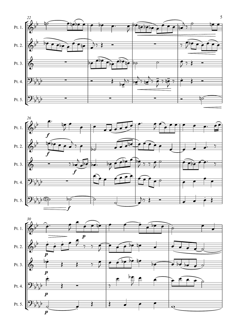 Brass Quintet - Mendelssohn - Hear My Prayer - O, For the Wings of a Dove Brass Quintet scores gallery preview page 5