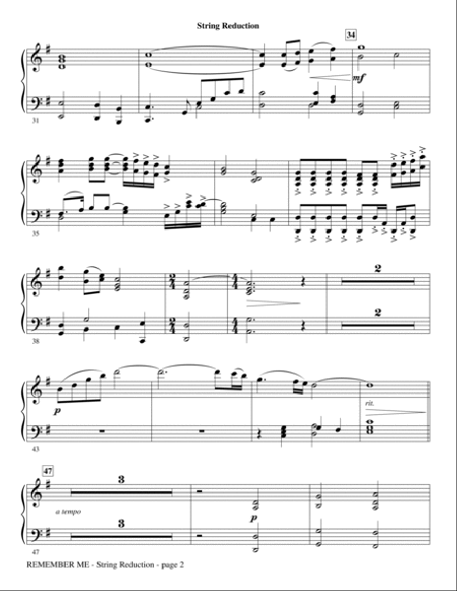 Remember Me - Keyboard String Reduction Choir scores gallery preview page 2