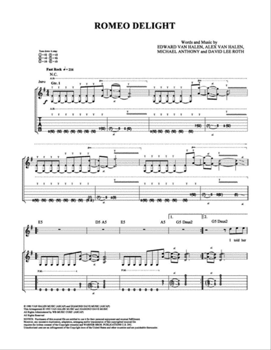 Romeo Delight Romeo Delight Electric Guitar scores gallery preview page 1