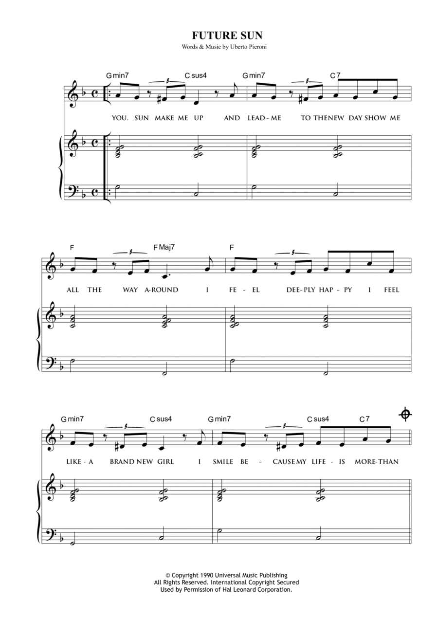 Future sun Piano, Vocal, Guitar scores gallery preview page 1