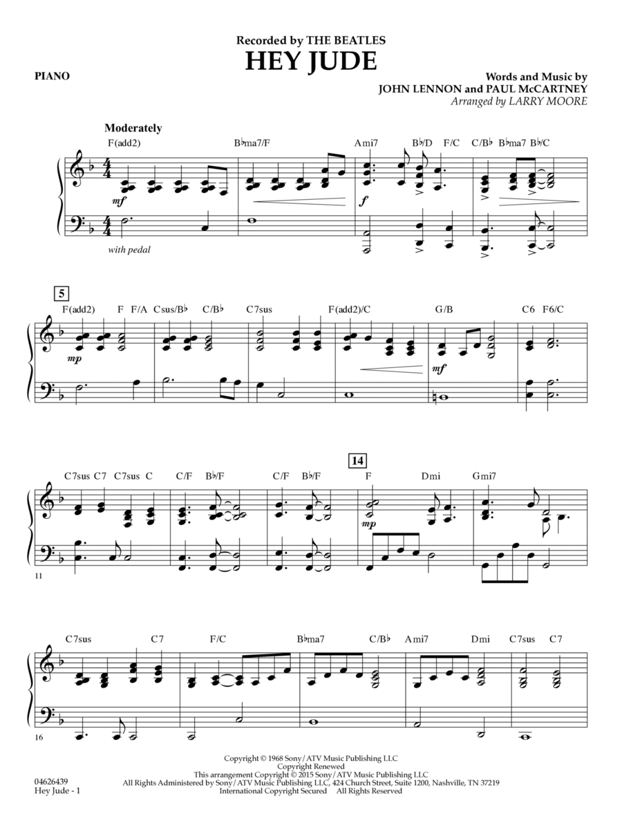 Hey Jude - Piano Piano scores gallery preview page 1