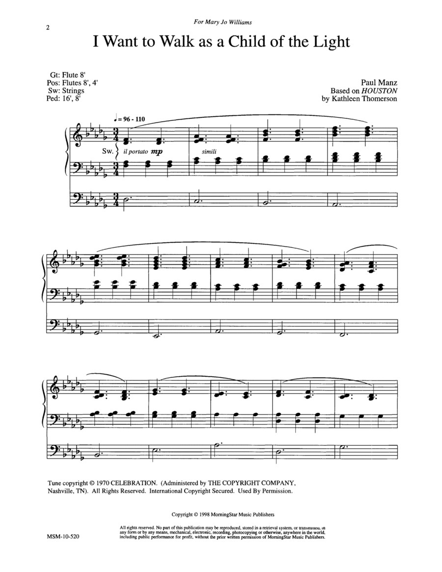 I Want to Walk as a Child of the Light Organ scores gallery preview page 1