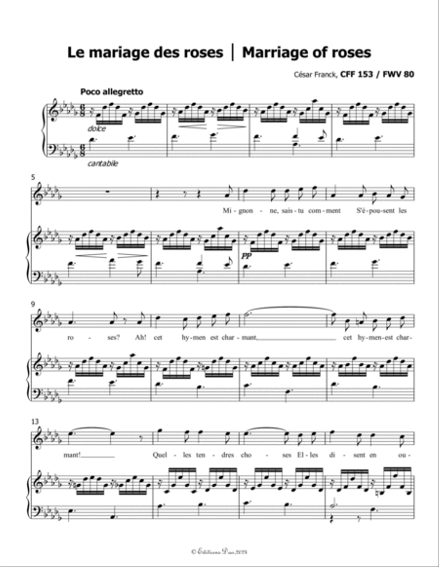 Le mariage des roses, by César Franck, in D flat Major Voice scores gallery preview page 3