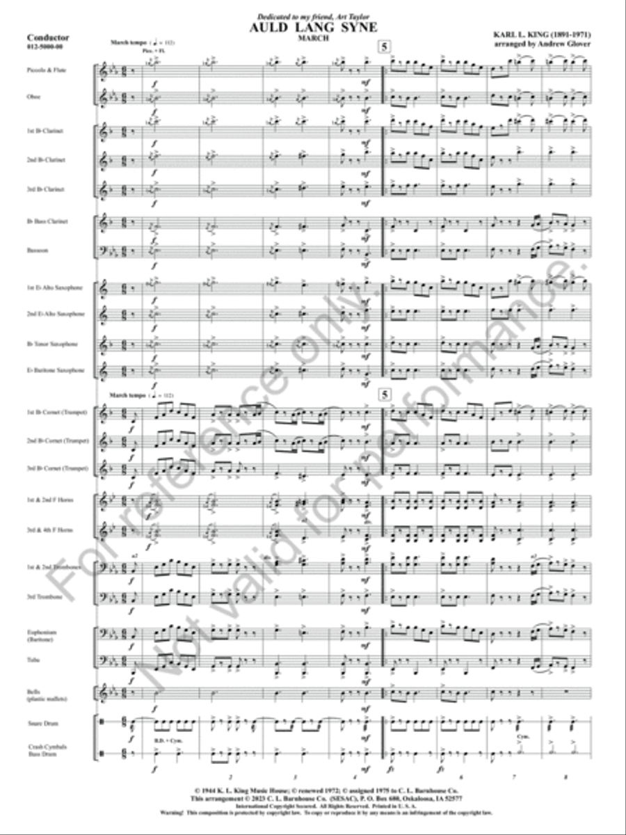Auld Lang Syne Concert Band scores gallery preview page 19