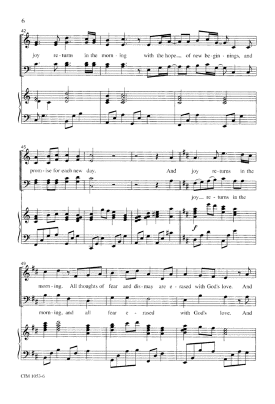 Joy Returns in the Morning 4-Part scores gallery preview page 7