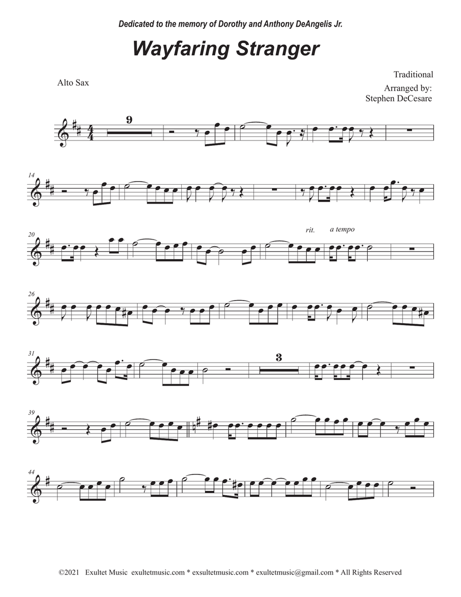 Wayfaring Stranger (Duet for Soprano and Alto Saxophone) Woodwind Duet scores gallery preview page 6
