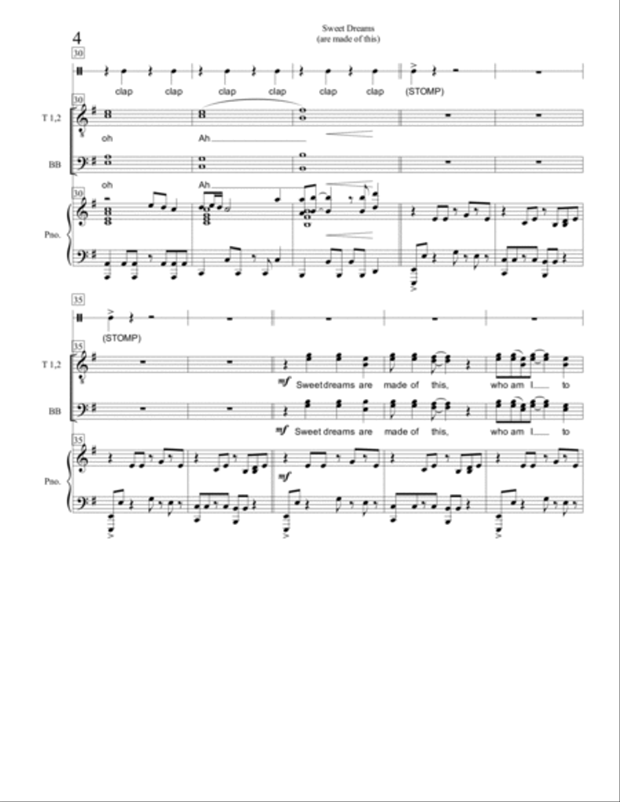Sweet Dreams (are Made Of This) Sweet Dreams (are Made Of This) TTBB scores gallery preview page 4