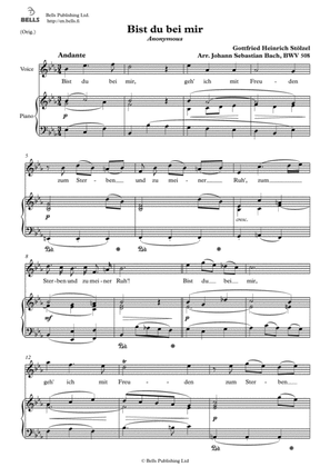 Bist du bei mir, BWV 508 (Original key. E-flat Major)