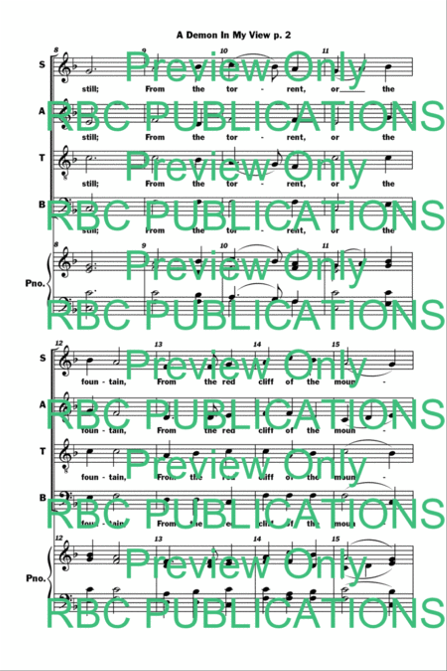 A Demon In My View (SATB) 4-Part scores gallery preview page 4