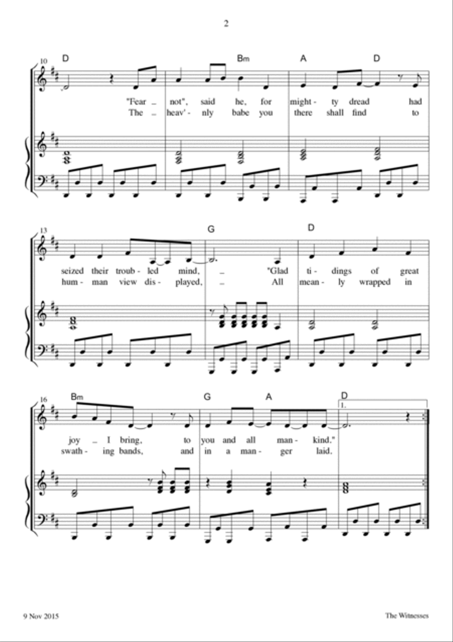 The Witnesses (While Shepherds Watched ...) Piano, Vocal, Guitar scores gallery preview page 3