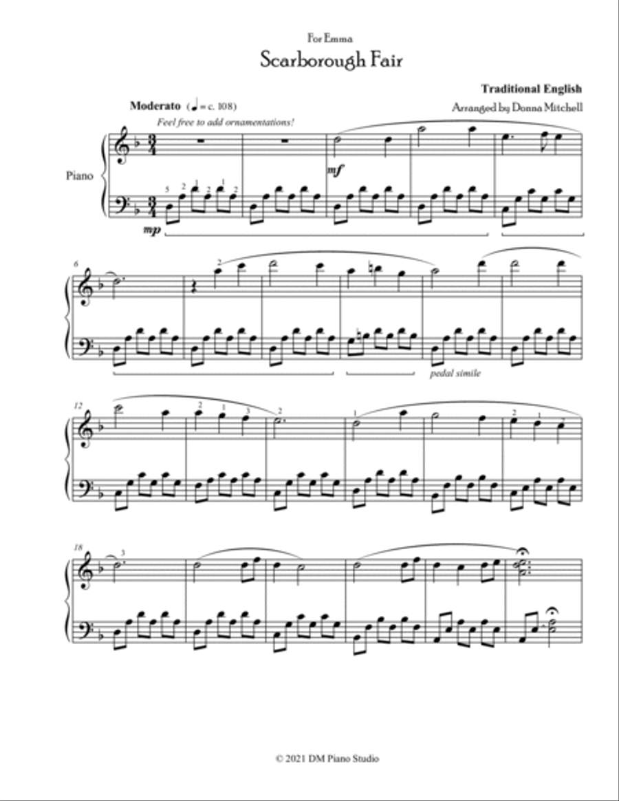 Scarborough Fair Scarborough Fair Piano Solo scores gallery preview page 3