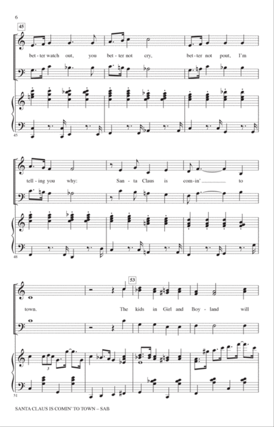 Santa Claus Is Comin' To Town (arr. John Leavitt) 3-Part scores gallery preview page 5