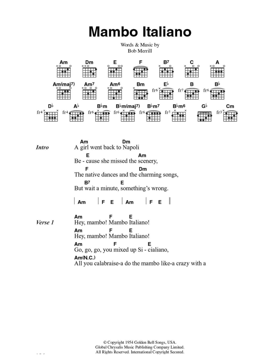 Mambo Italiano Easy Guitar scores gallery preview page 1