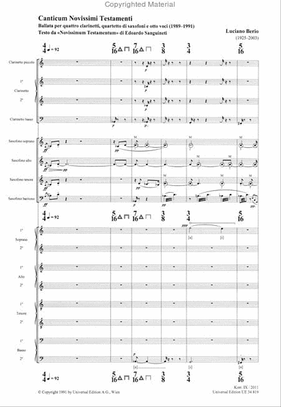 Canticum Novissimi Testamenti Saxophone Quartet scores gallery preview page 2