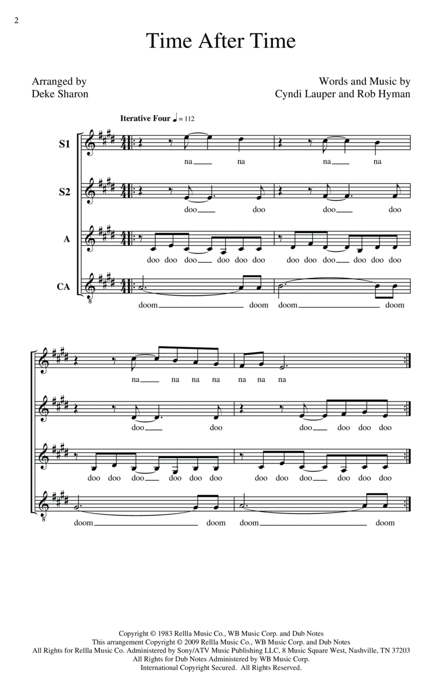 Time After Time (arr. Deke Sharon) SSA scores gallery preview page 1