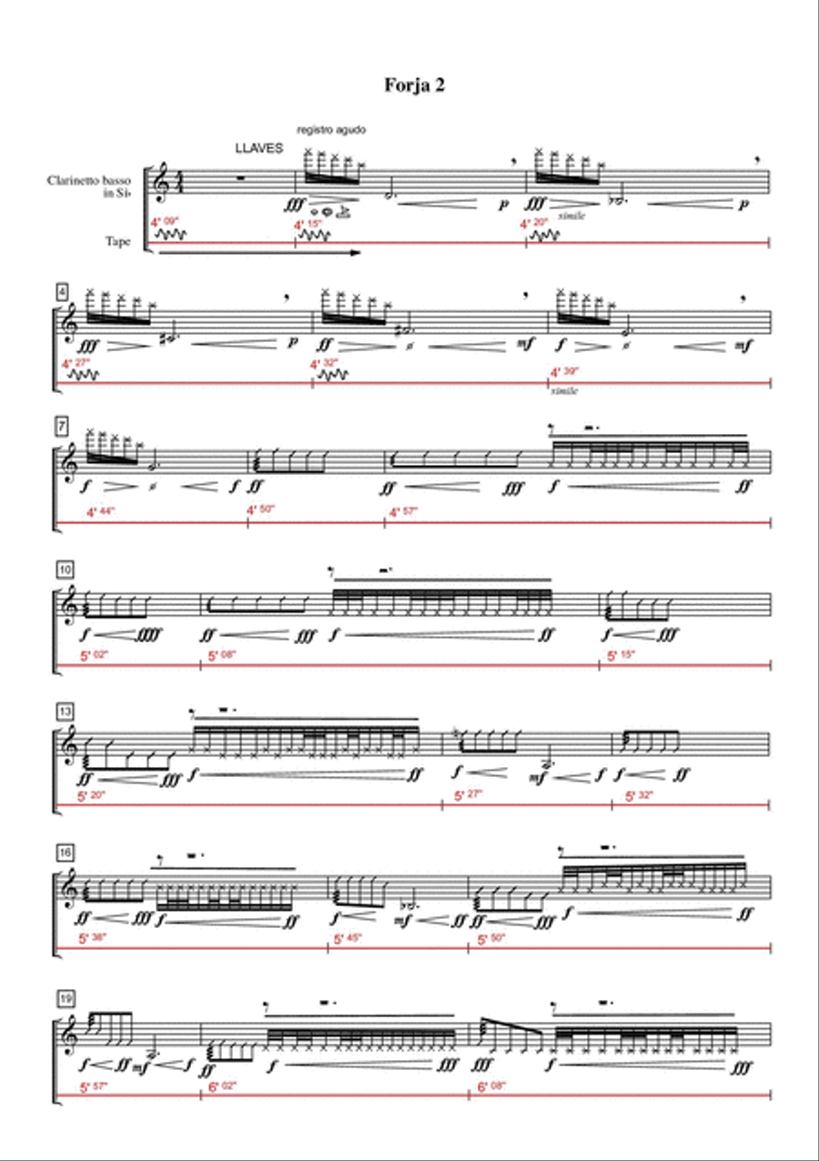 a Chillida en a-ciència for Bass Clarinet and Tape Bass Clarinet scores gallery preview page 3