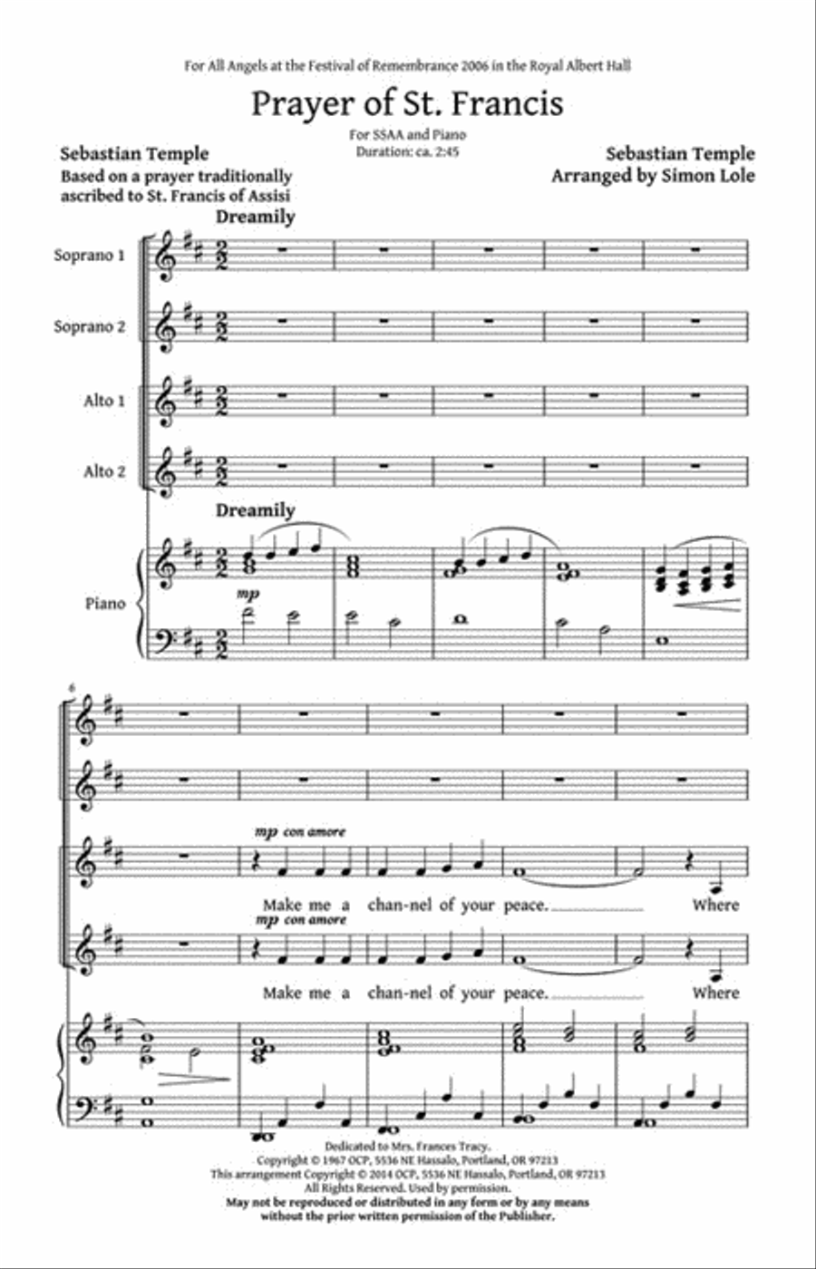 Prayer of St. Francis Prayer of St. Francis SSAA scores gallery preview page 2